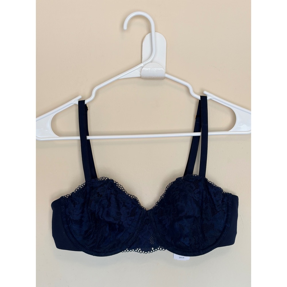 Soma Nightfall Navy Blue Embraceable Signature Underwire Balconette Bra 34D NWT